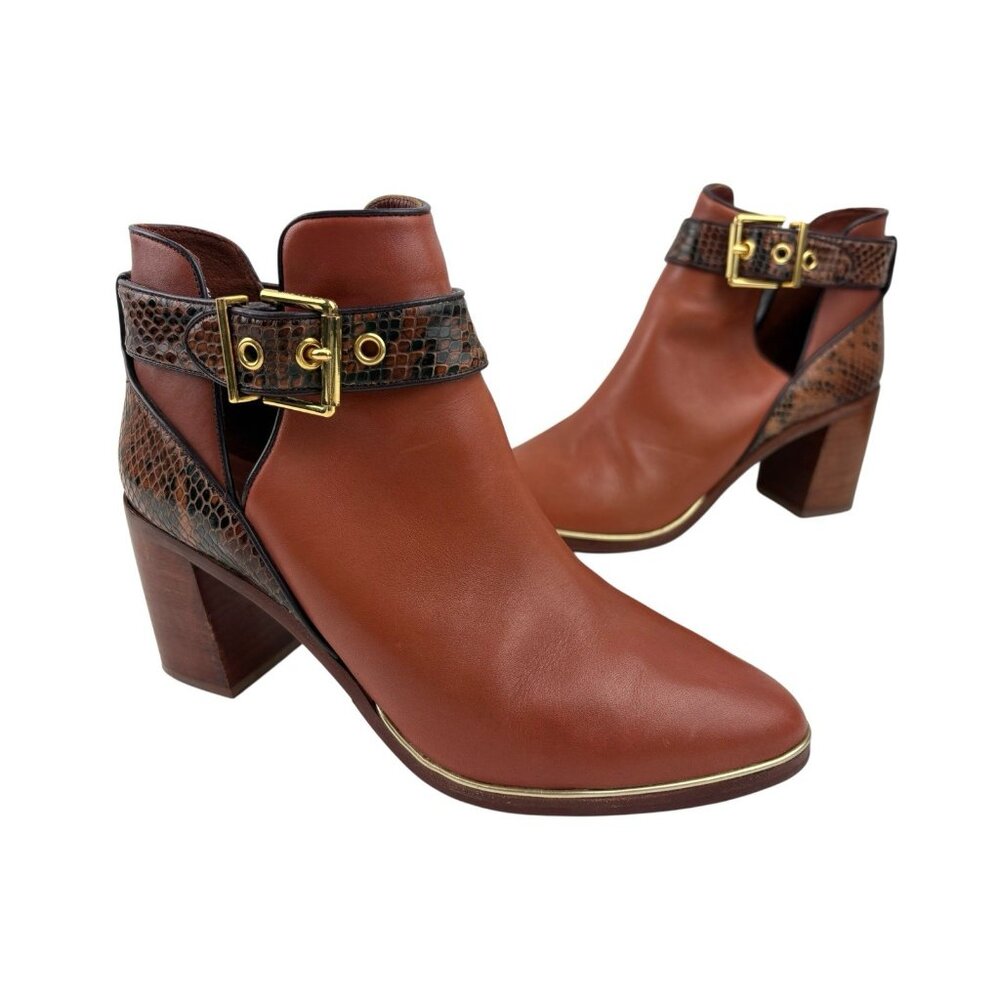 *Ted Baker London Nissie Split Shaft Ankle Boots Womens 38 Brown Leather Luxury - Picture 2 of 14